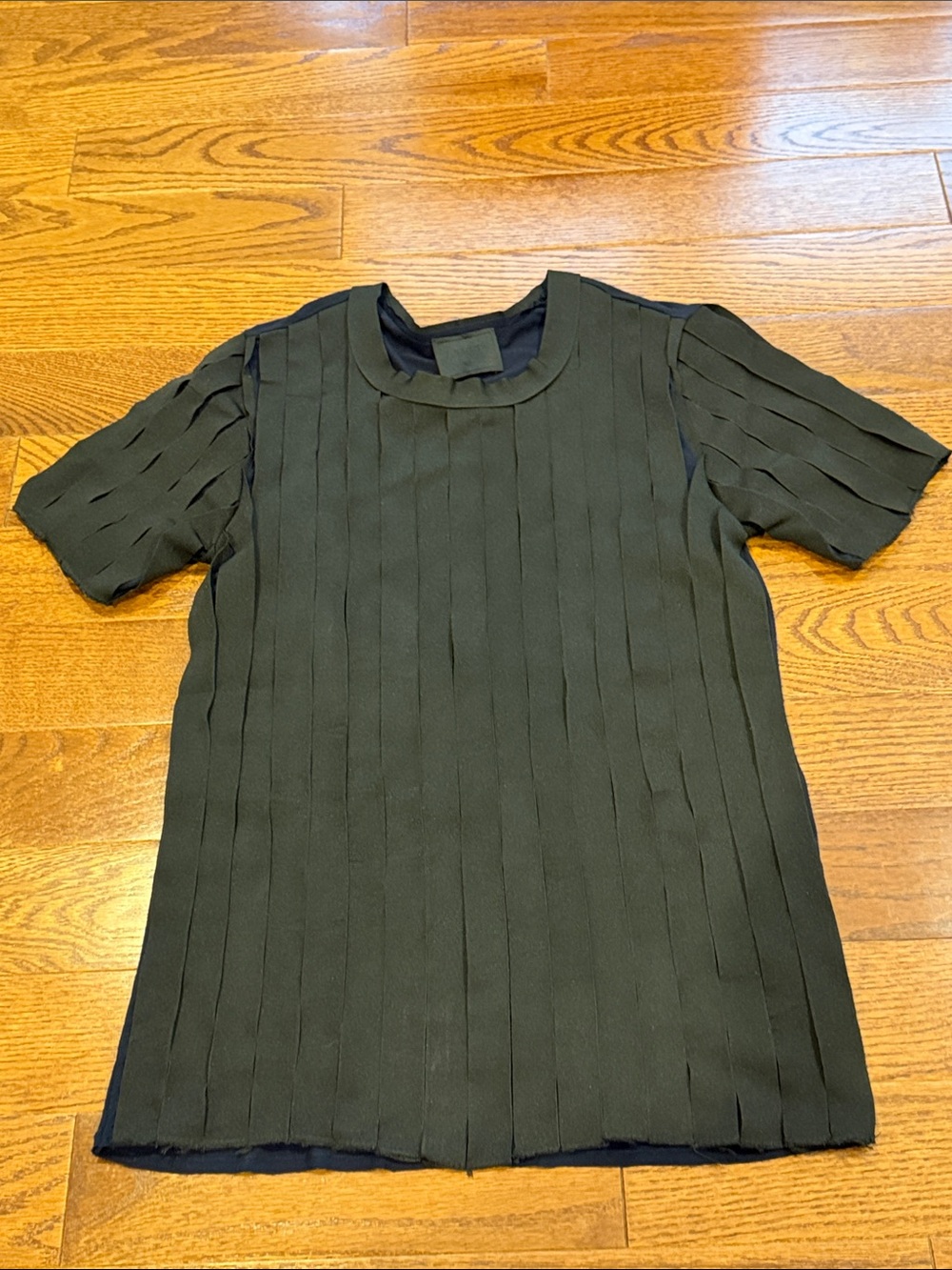 Lanvin Black Short-Sleeve Pleated Panel Tee